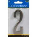 Hillman Distinctions 4 in. Silver Zinc Die-Cast Self-Adhesive Number 2 1 pc, 3PK 843282